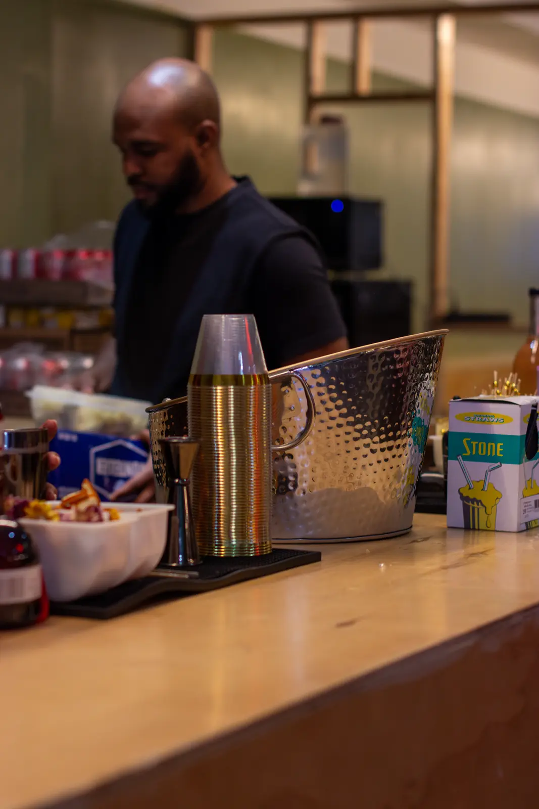 Polished bar tools arranged for service